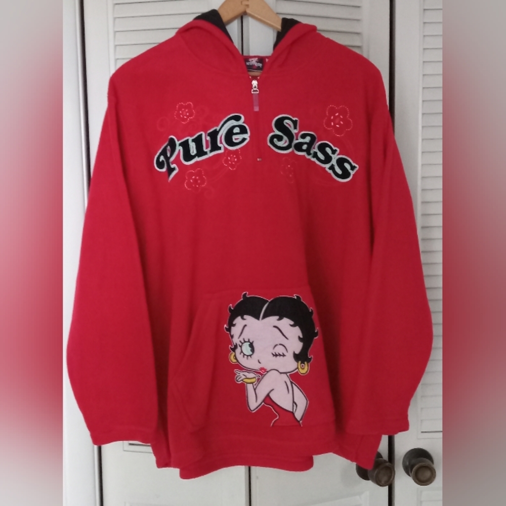 Y2K Betty Boop Red Fleece Jacket Women's Plus 4X (26W / 28W)